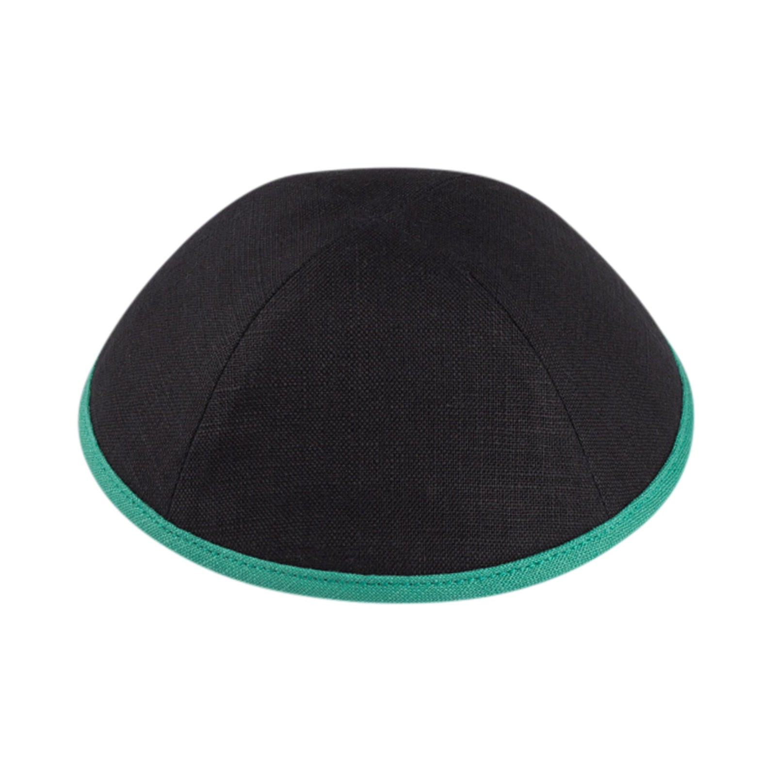 IKIPPAH BLACK LINEN W/ COLORED RIMS YARMULKE