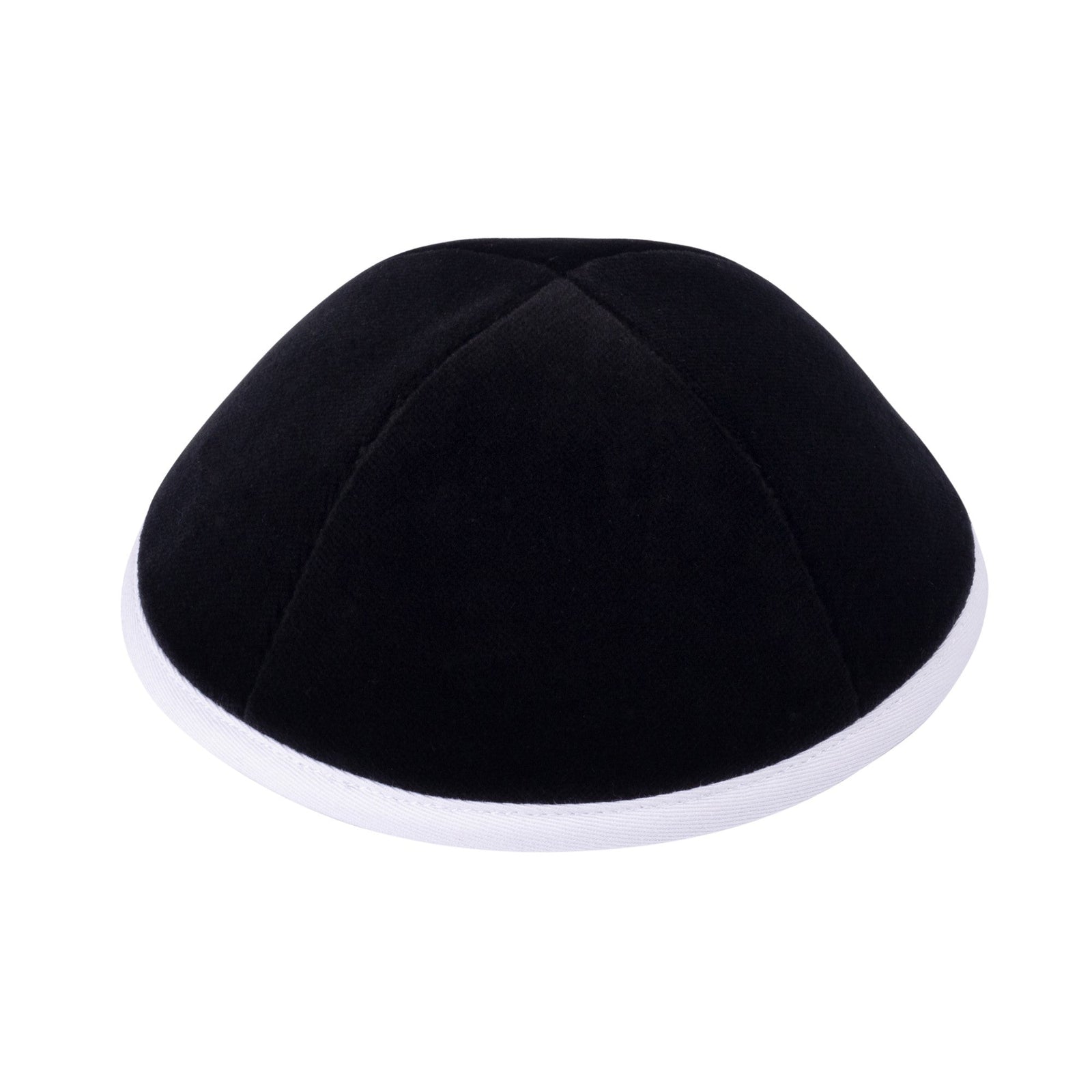 IKIPPAH BLACK VELVET W/ WHITE COTTON RIM YARMULKE