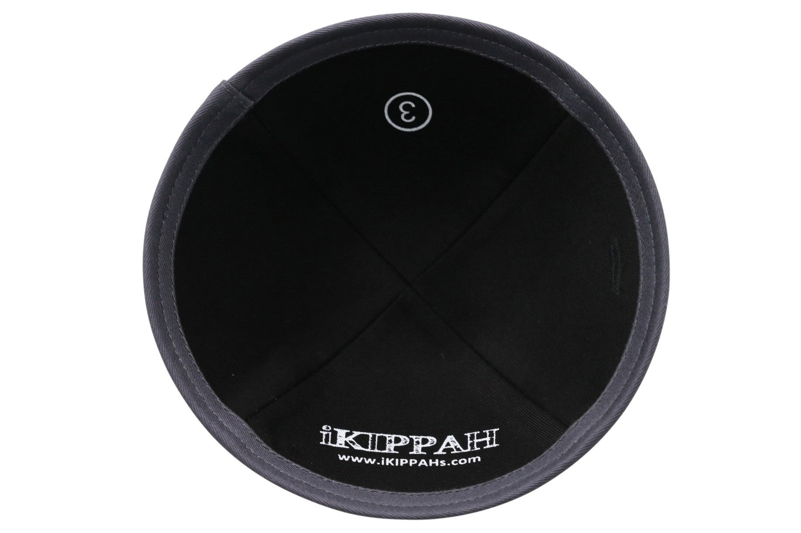 IKIPPAH NAVY VELVET W/ GRAY RIM YARMULKE