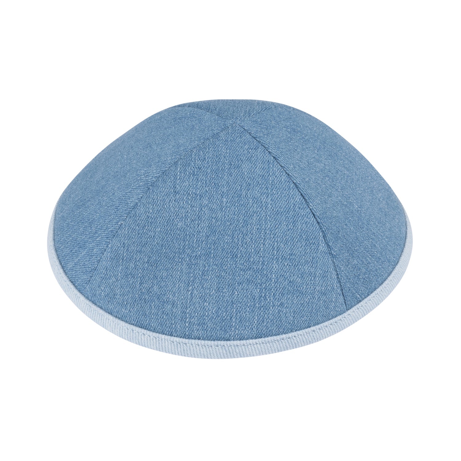 IKIPPAH LIGHT BLUE DENIM W/ COLORFUL RIM YARMULKE