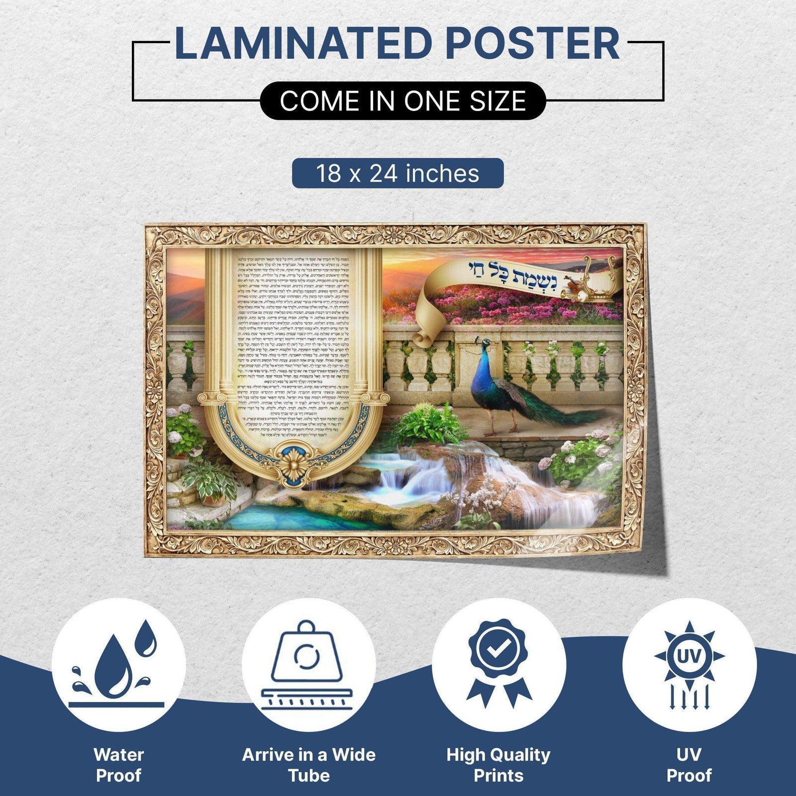 Tefilat Nishmat Kol Chai (Eidut Mizrach) | Jewish art | Gift | Israel | Religious Prints | Jewish educational poster | Sukkah decoration - Ben-Ari Art Gallery