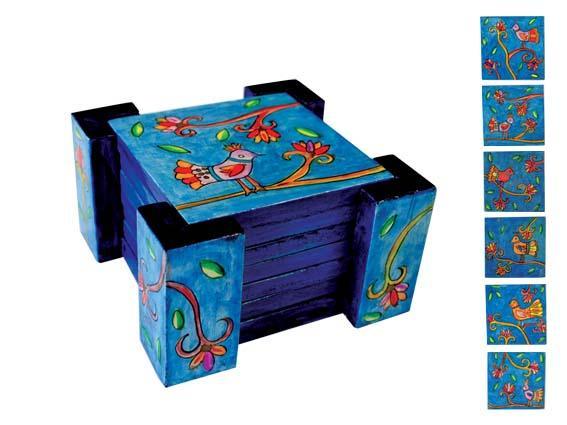 Oriental Set of Six Wooden Coasters