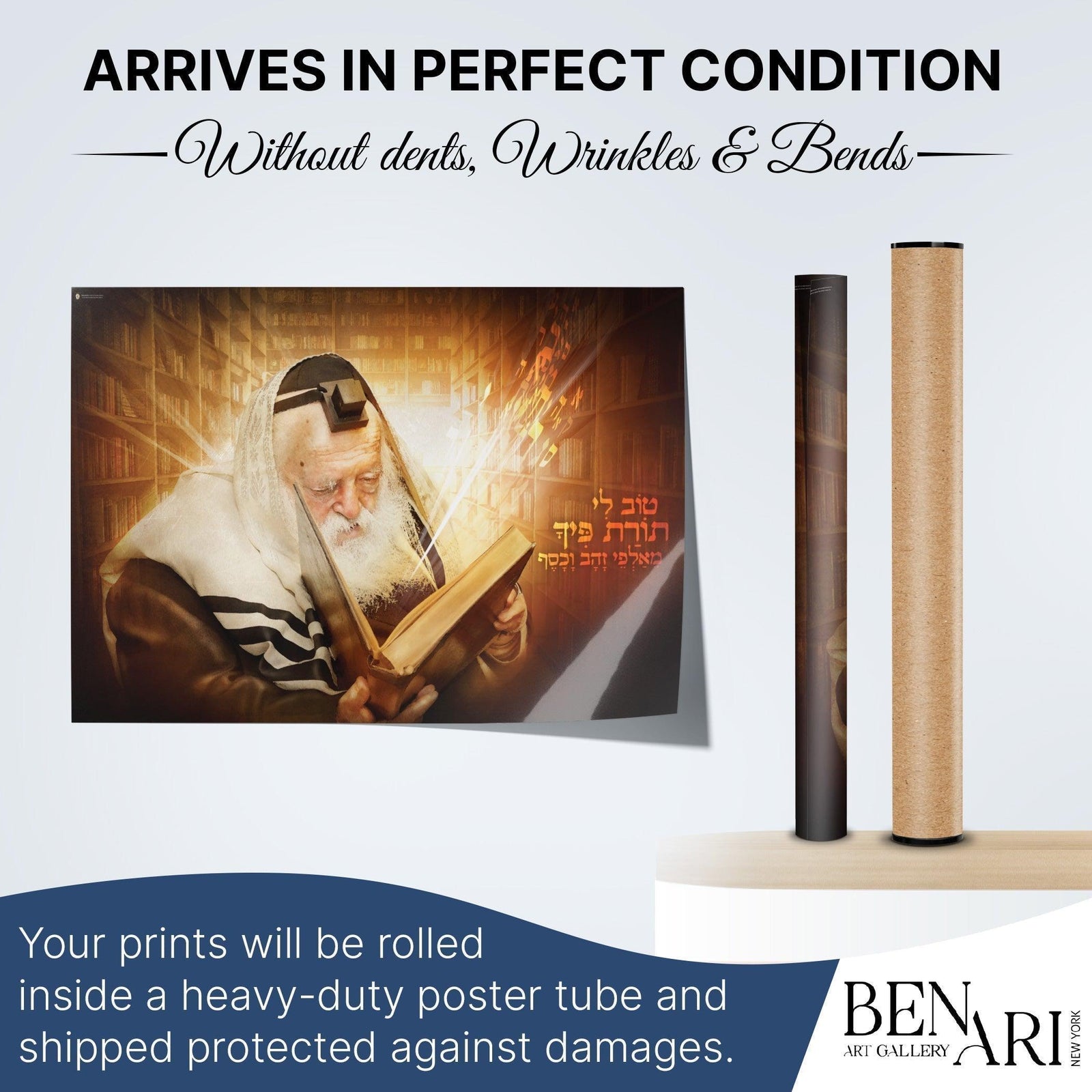 Sukkah poster of Rabbi Chaim Kaneivsky Learning Torah - Decoration for Sukkot - Rabbi photos - Artistic jewish art for Sukkah tent - Ben-Ari Art Gallery