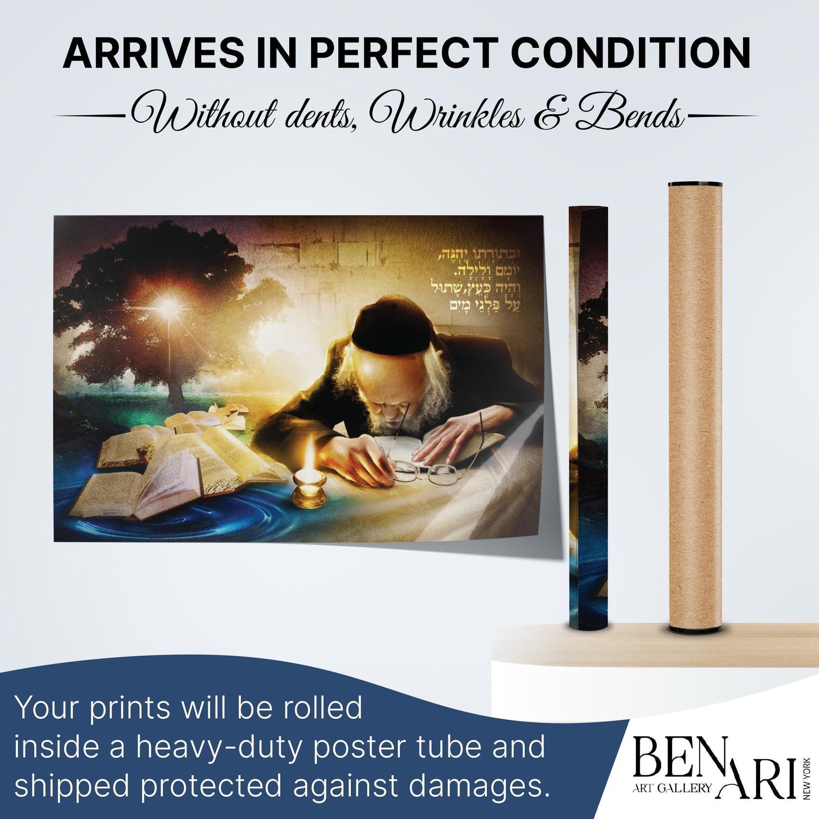 Rabbi Eliashiv Learning Torah Poster - Artistic Sukkah Decoration - Ben-Ari Art Gallery