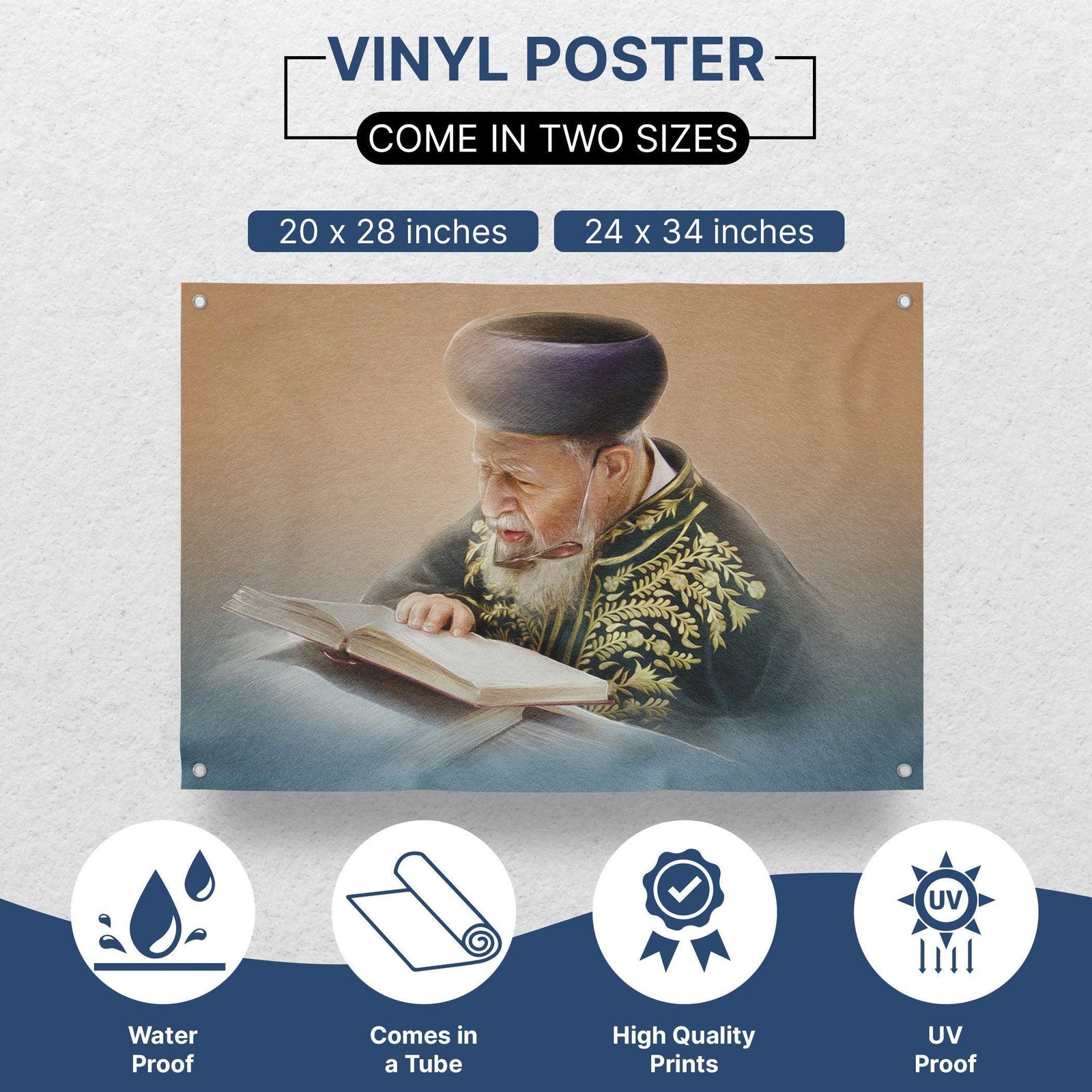 Sukkah Poster of Rabbi Ovadia Yosef zt"l | Jewish art | Gift | Israel | Religious Prints | Jewish educational poster | Sukkah decoration - Ben-Ari Art Gallery