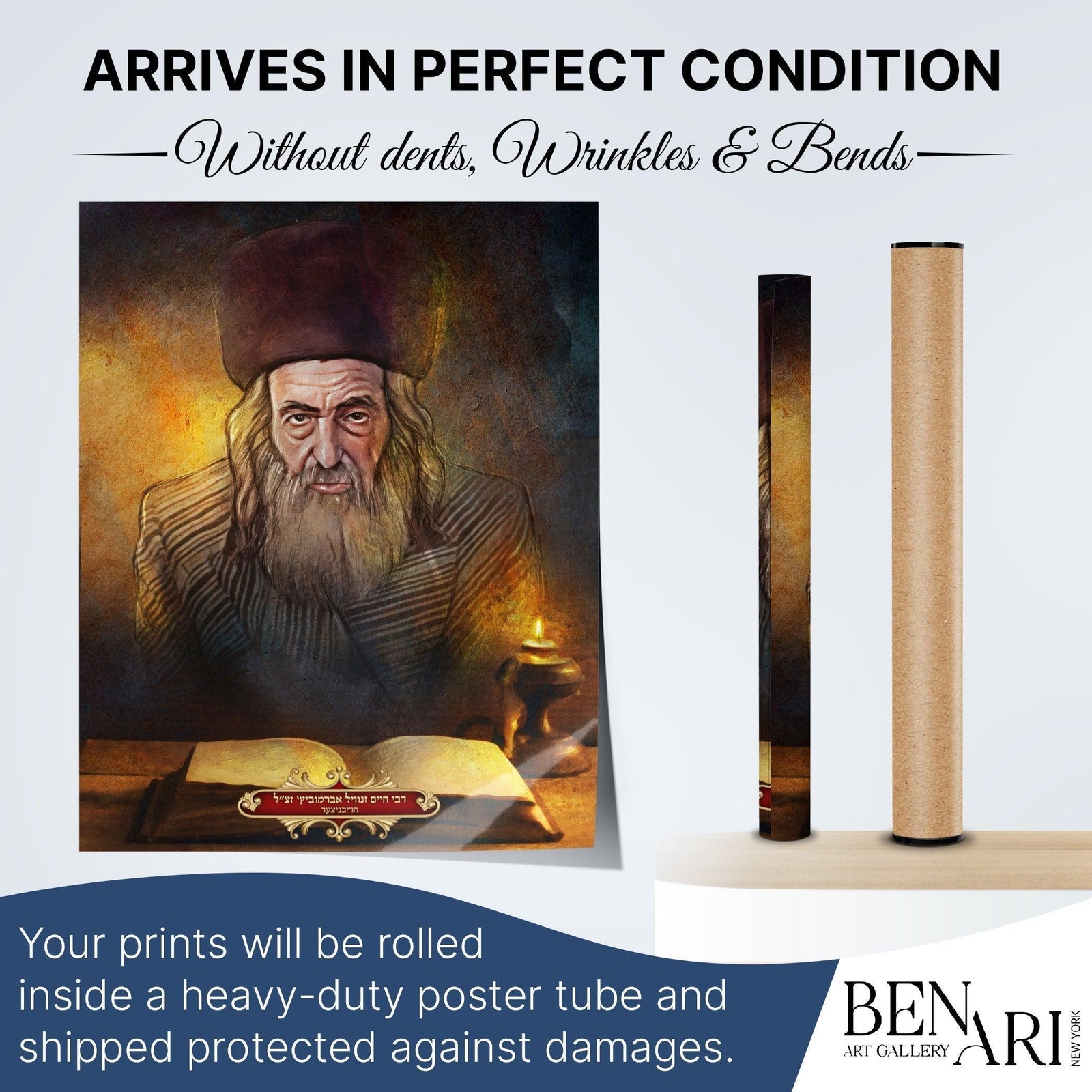 The Ribnitzer Rebbe - Unique Portrait of a Tzaddik for Sukkot - Ben-Ari Art Gallery