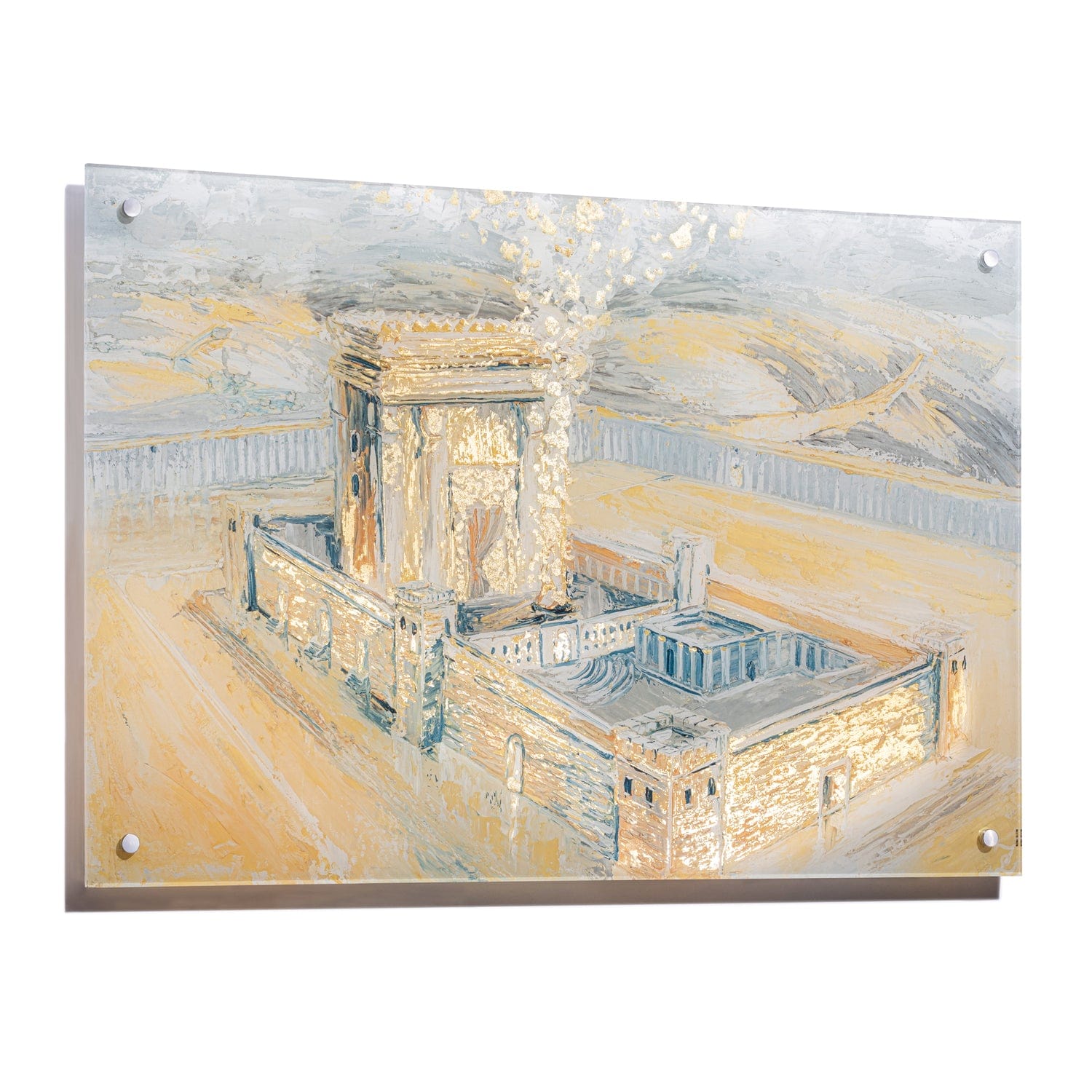 Bais Hamikdash of Gray & Gold Painting - Waterdale Collection