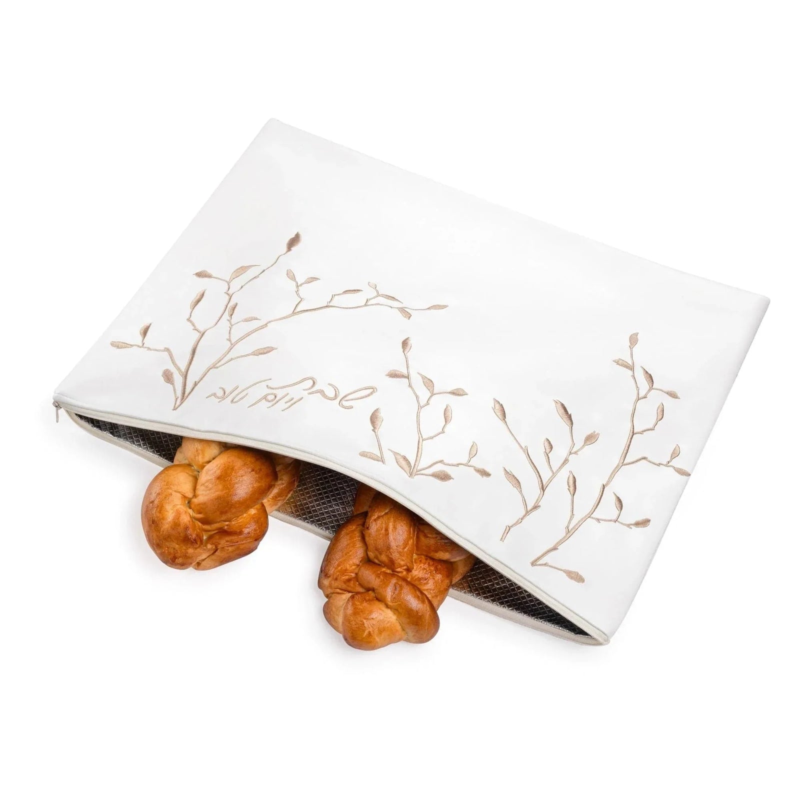 Embroidered Leaf Challah Board & Pouch Set