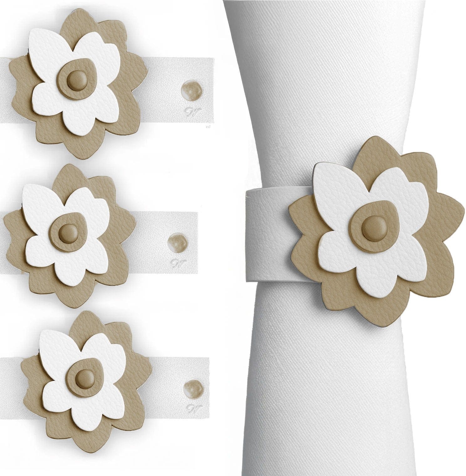 Leather Flower Napkin Wraps