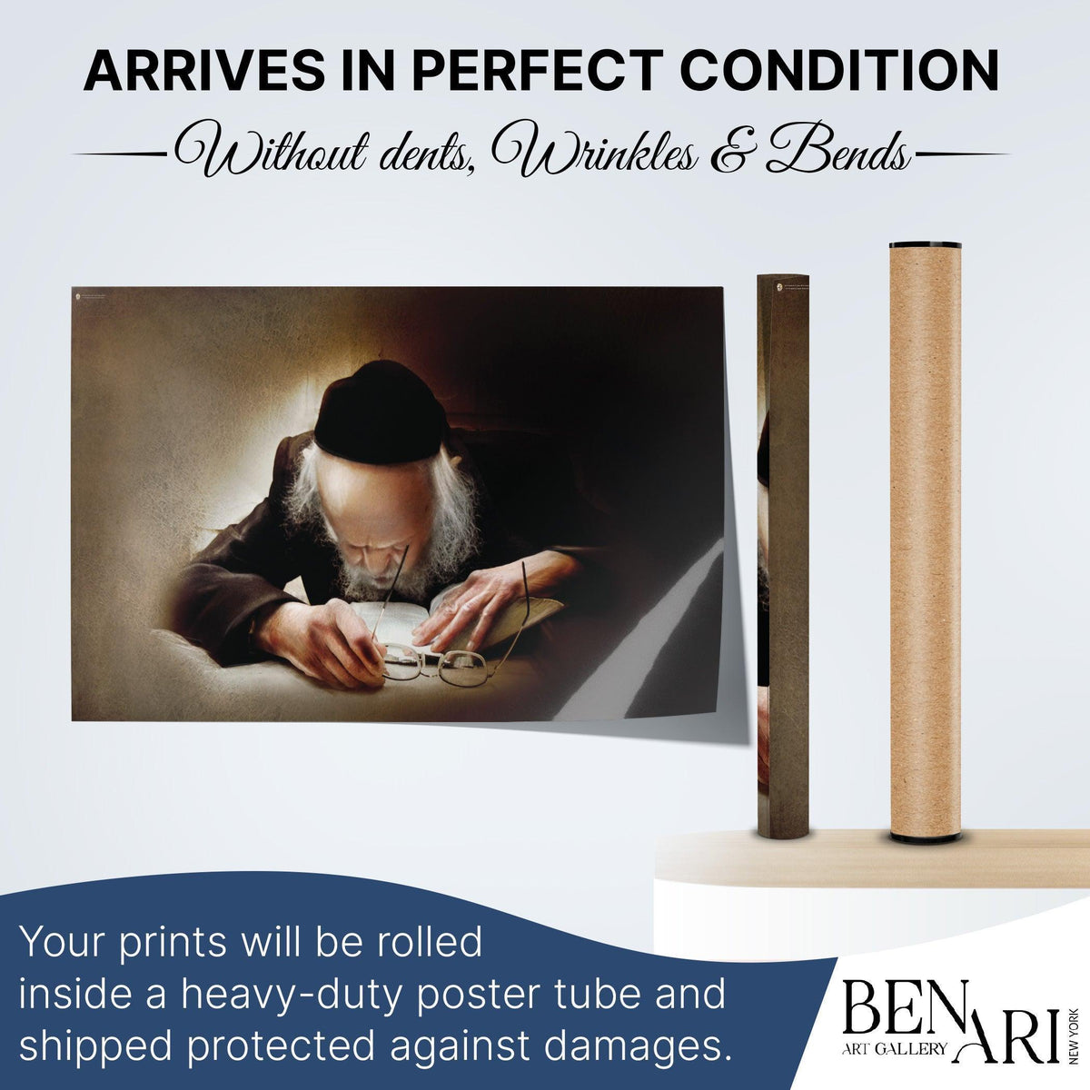 Rabbi Eliashiv Learning Torah Poster - Spiritual Sukkah Art - Ben-Ari Art Gallery