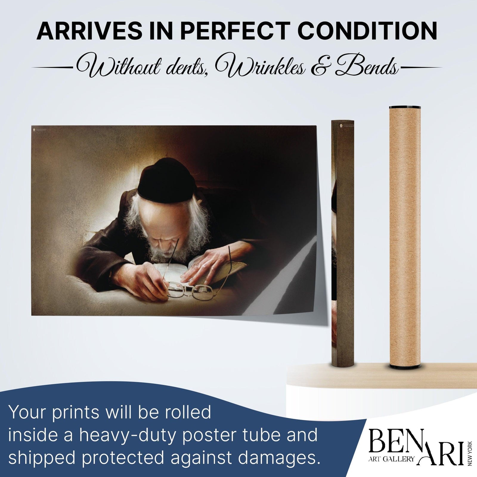 Rabbi Eliashiv Learning Torah Poster - Spiritual Sukkah Art - Ben-Ari Art Gallery