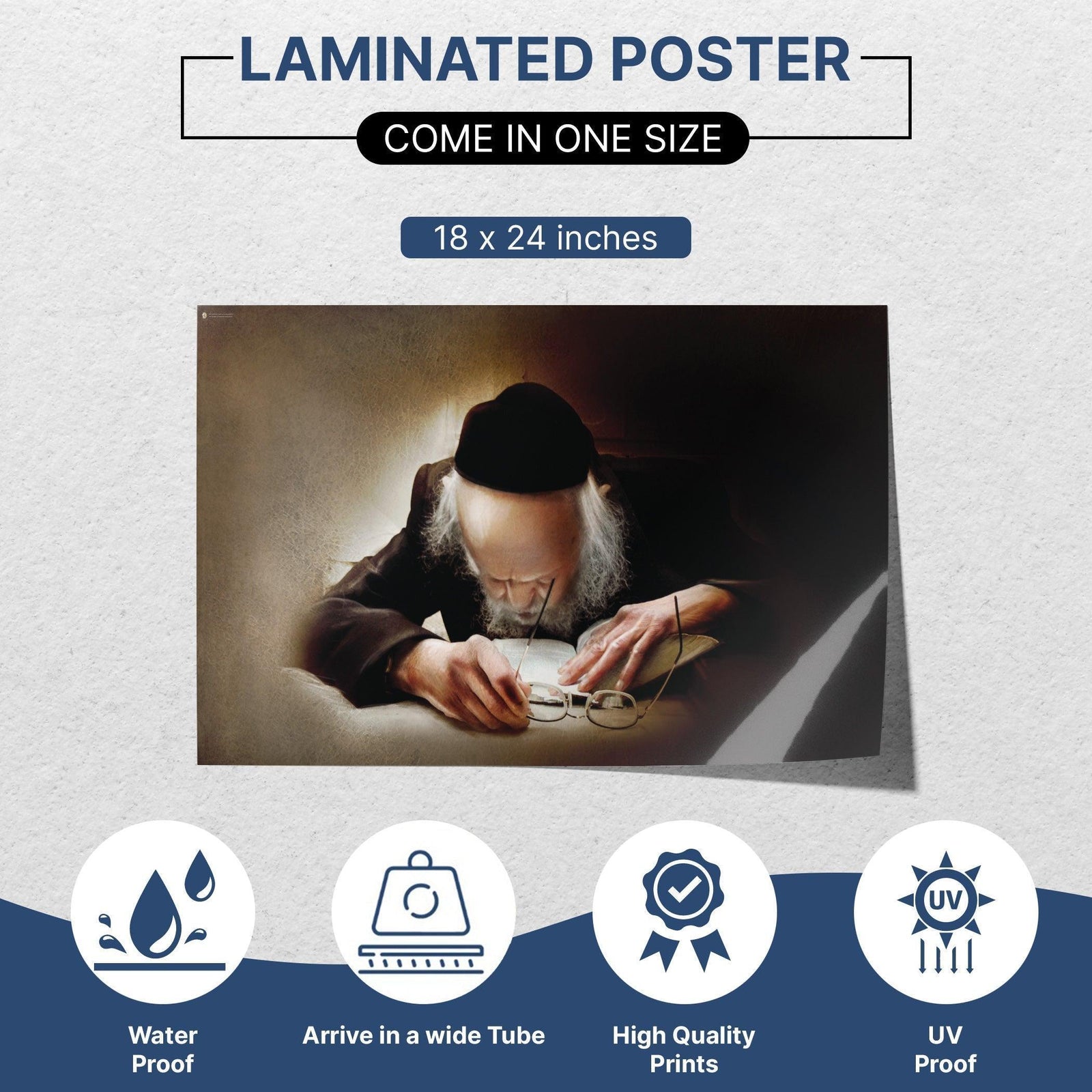Rabbi Eliashiv Learning Torah Poster - Spiritual Sukkah Art - Ben-Ari Art Gallery