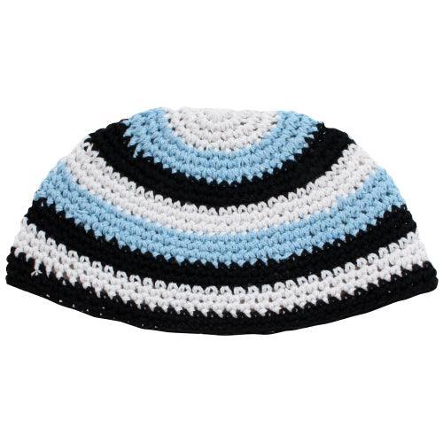 Frik Kippah 22 Cm- Blue, Blue And Black Stripes