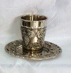 Silver Plate Kiddush Cup W/Plate