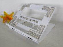White Wood & Silverplated Tabletop Shtender