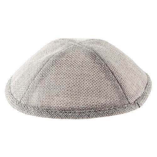 Linen Kippah 17cm- With Pin Spot- Light Gray