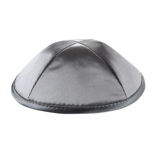 Satin Kippah Deluxe 19cm- With Pin Spot- Gray