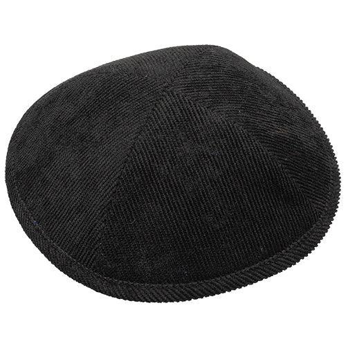Corduroy Kippah 19cm- With Pin Spot- Black