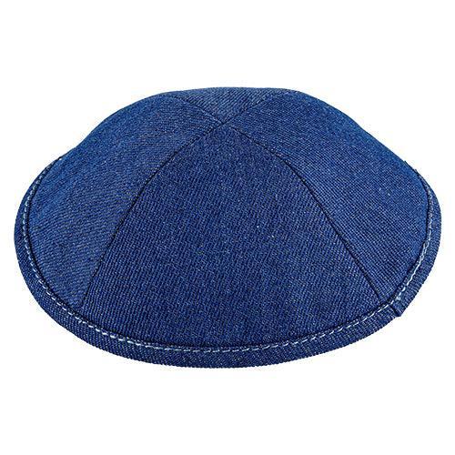 Denim Kippah 19 Cm- With Pin Spot, White String