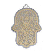 Emanuel Anodized Aluminum Hamsa with Pomegranate Cutout  Brass
