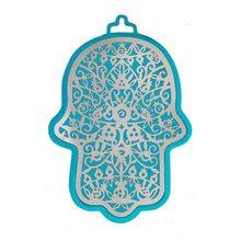 Emanuel Anodized Aluminum Hamsa with Pomegranate Cutout  Turquoise