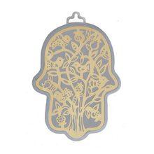 Emanuel Anodized Aluminum Hamsa with Tree Cutout  Brass
