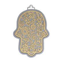 Emanuel Anodized Aluminum Hamsa with Flower Cutout  Brass