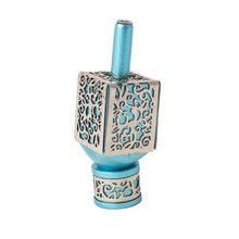 Emanuel Small Anodized Aluminum Dreidel with Metal Cutout Turquoise