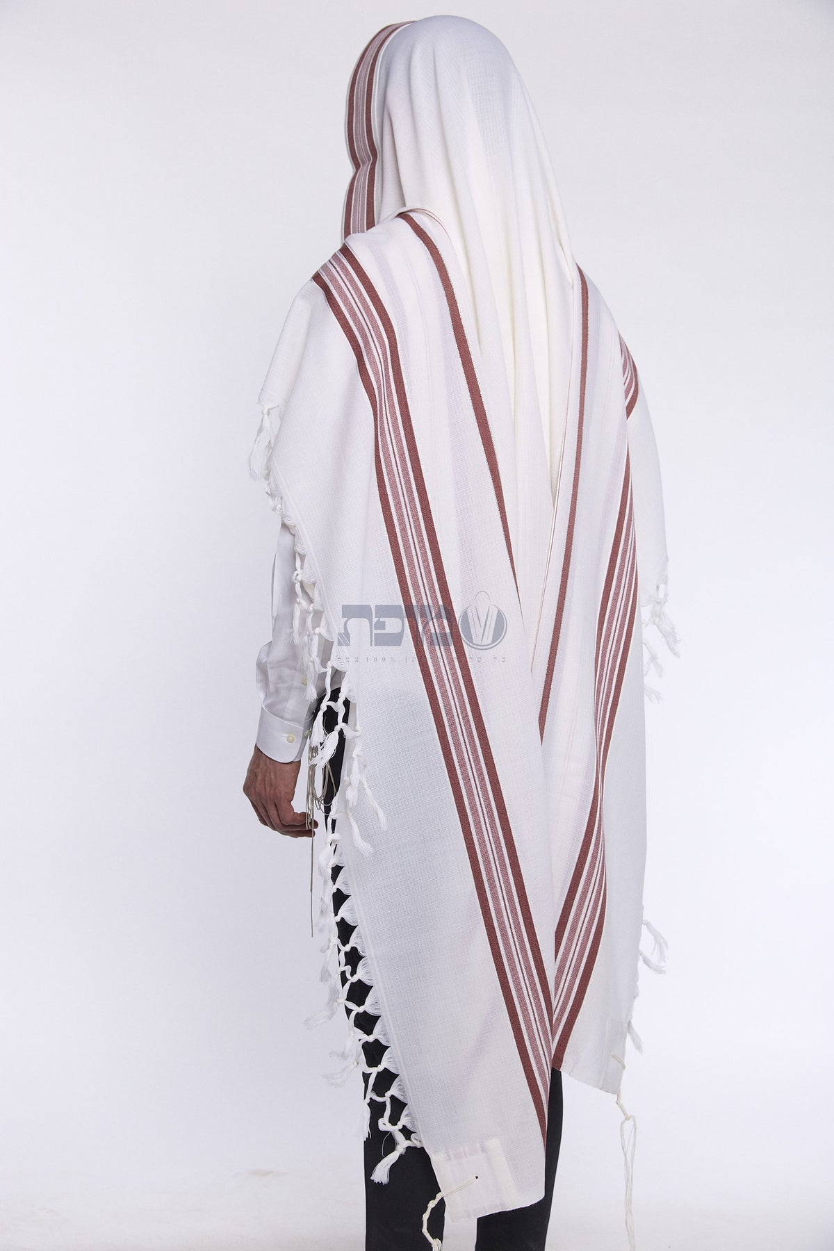 Mofet Wool Tallit - Hallel/Luxurious Weave Design (Size 55 Maroon)