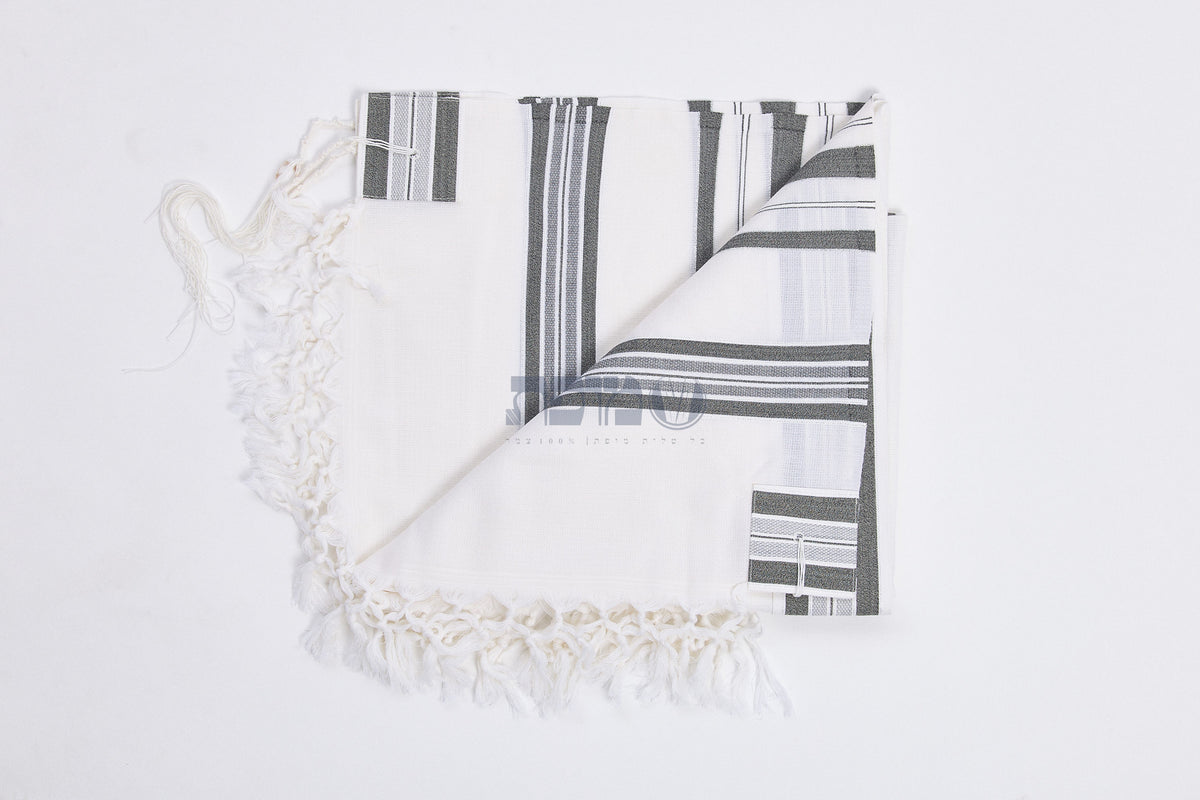 Mofet Wool Tallit - Hallel/Luxurious Weave Design (Size 70 Gray)