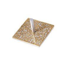 Emanuel Anodized Aluminum Flat Dreidel with Metal Cutout Silver + Brass