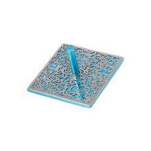 Emanuel Anodized Aluminum Flat Dreidel with Metal Cutout Turquoise