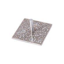 Emanuel Anodized Aluminum Flat Dreidel with Metal Cutout Silver
