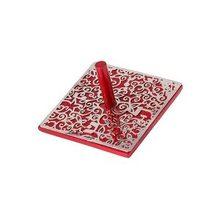 Emanuel Anodized Aluminum Flat Dreidel with Metal Cutout Red