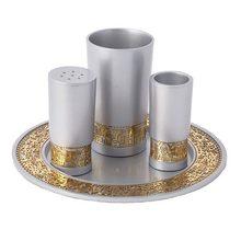 Emanuel Anodized Havdallah Set with Metal Cutout Copper Jerusalem Cutout - Aluminum