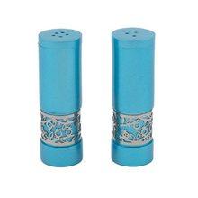 Emanuel Salt & Pepper Shakers with Metal Cutout Turquoise
