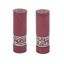 Emanuel Salt & Pepper Shakers with Metal Cutout Maroon