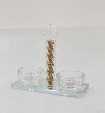 Crystal Salt & Pepper Dish-Gold Design