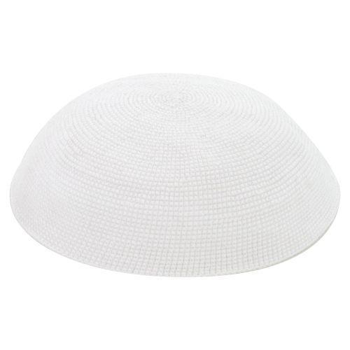 Knitted DMC  Kippah 17 cm Sheer White