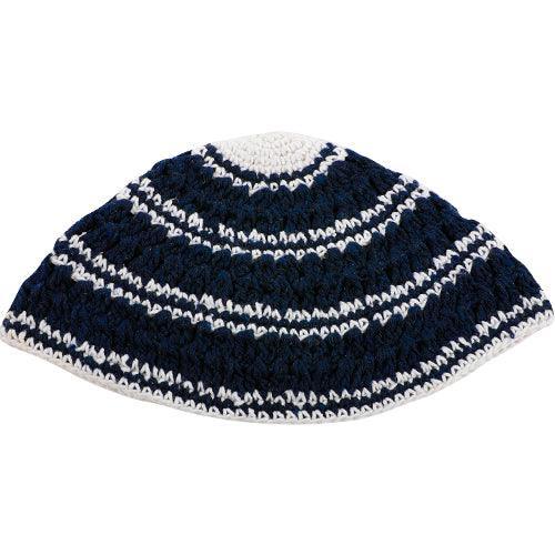Frik Kippah  23 cm Gray- Black- White Stripes