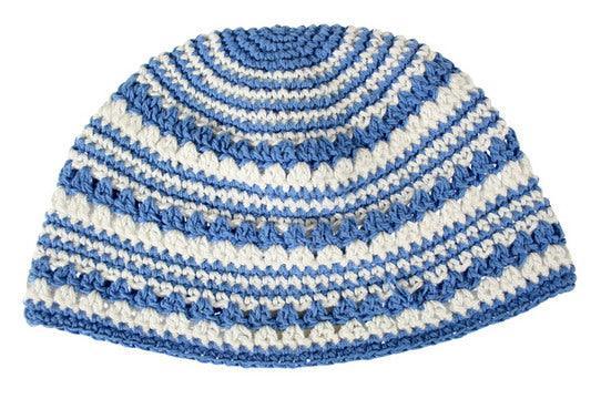 Frik Kippah 22 Cm- Blue With White Stripe