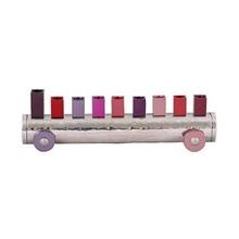 Emanuel Hammered & Anodized Small Train Menorah Maroon