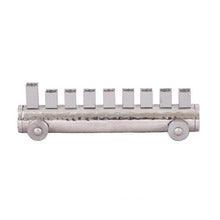 Emanuel Hammered & Anodized Small Train Menorah Silver