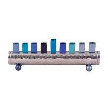 Emanuel Cylinder Strip Menorah Blue