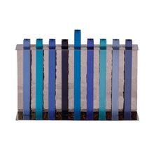 Emanuel Hammered Menorah w/ Anodized Branches Blue