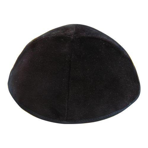 Velvet "Mofet" Kippah- Black, Size 5 21 cm- 6 Parts without Rim