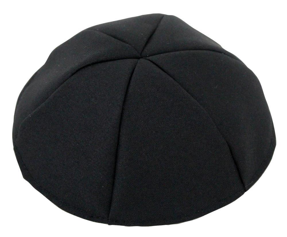 Black Terylene Kippah 21cm- #4, Six Parts