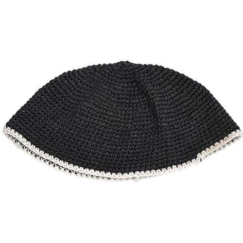 Frik Kippah 22cm- Black With White Stripe