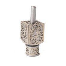 Emanuel Large Anodized Aluminum Dreidel with Metal Cutout Silver
