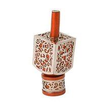 Emanuel Large Anodized Aluminum Dreidel with Metal Cutout Orange